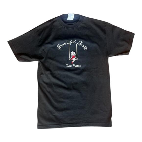 AAA Other - Vtg Betty Boop Las Vegas Embroidered T-shirt Size M Black Red Mint